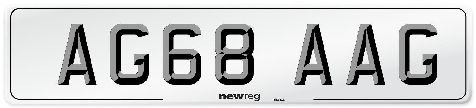 AG68 AAG Number Plate from New Reg